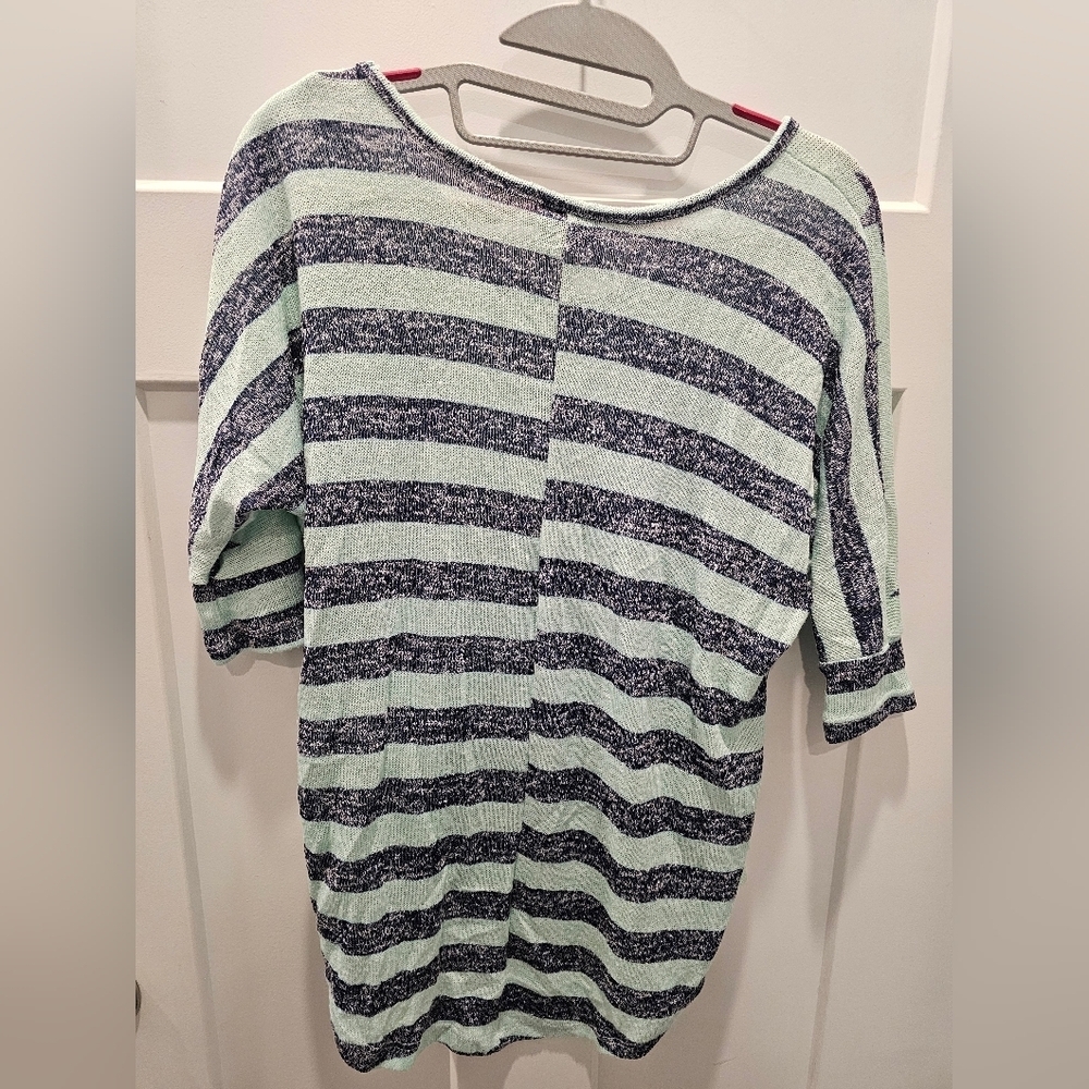 Rue21 Star Print Lightweight Knit Top Mint Green High Low Hem Short Sleeve L - Picture 3 of 6